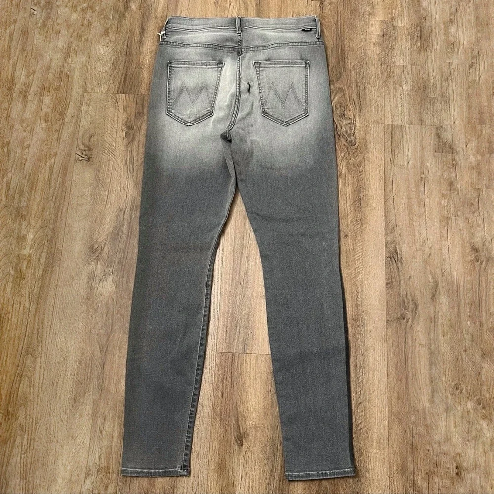 Mother Sz 31 Light Wash Gray Denim The Swooner Super Moon Stripe Skinny Jeans